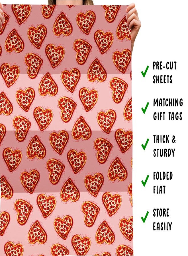 CENTRAL 23 Pizza Wrapping Paper - 6 Sheets Of Gift Wrap For Men Women - Pink Heart Pizza - For Birthday Anniversary Valentines Day - Comes With Stickers - Image 5